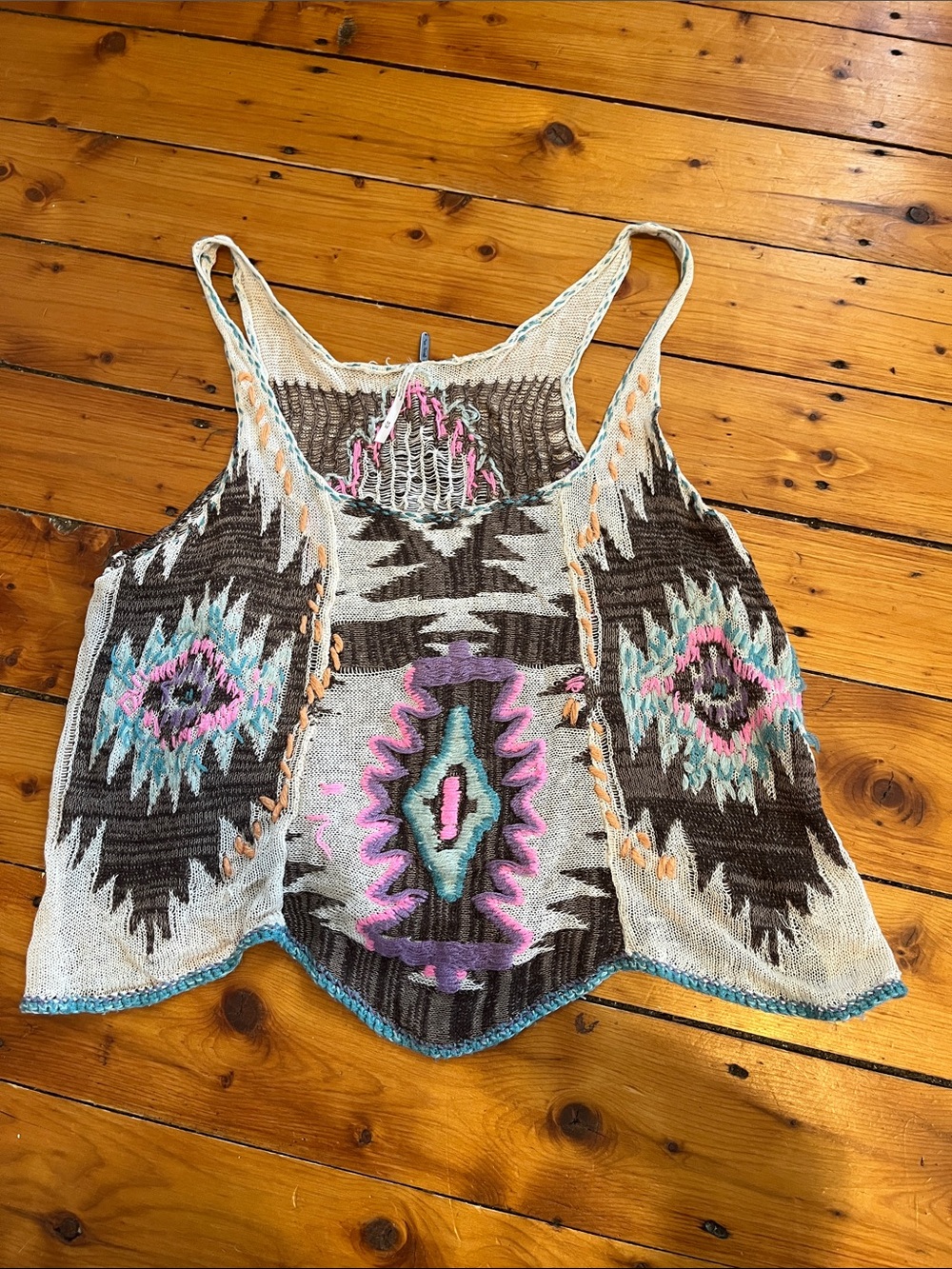 Free People Aztec Crochet Tank Top